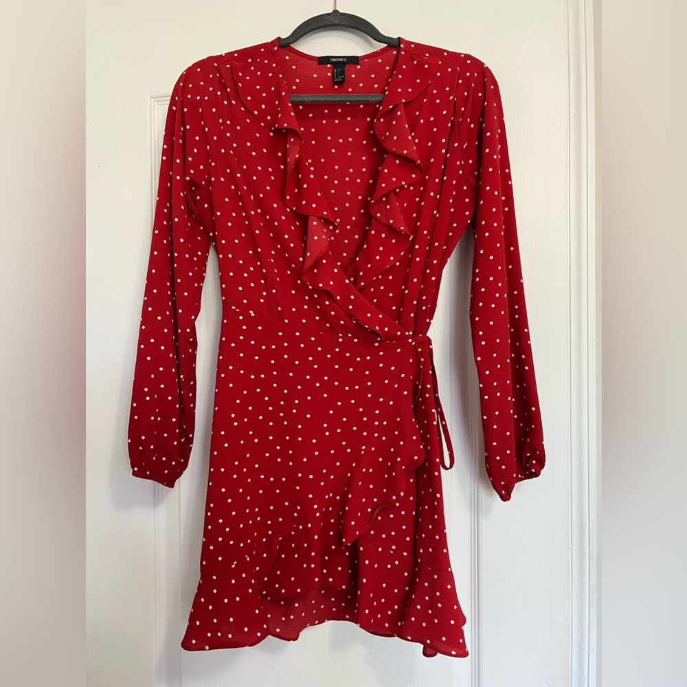 Ruffled Polka dotted Red Dress
